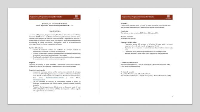 Llamado a participar seminario para estudiantes de doctorado