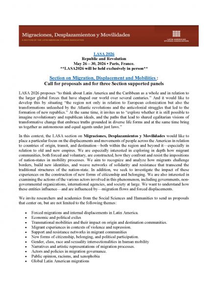 Call for papers LASA 2026 Page 1
