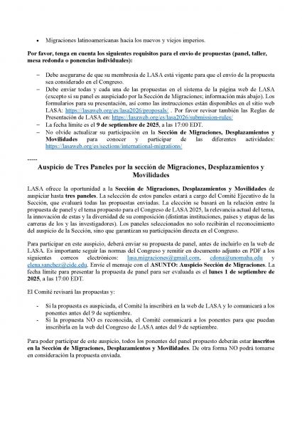 Convocatoria LASA 2026 Página 2